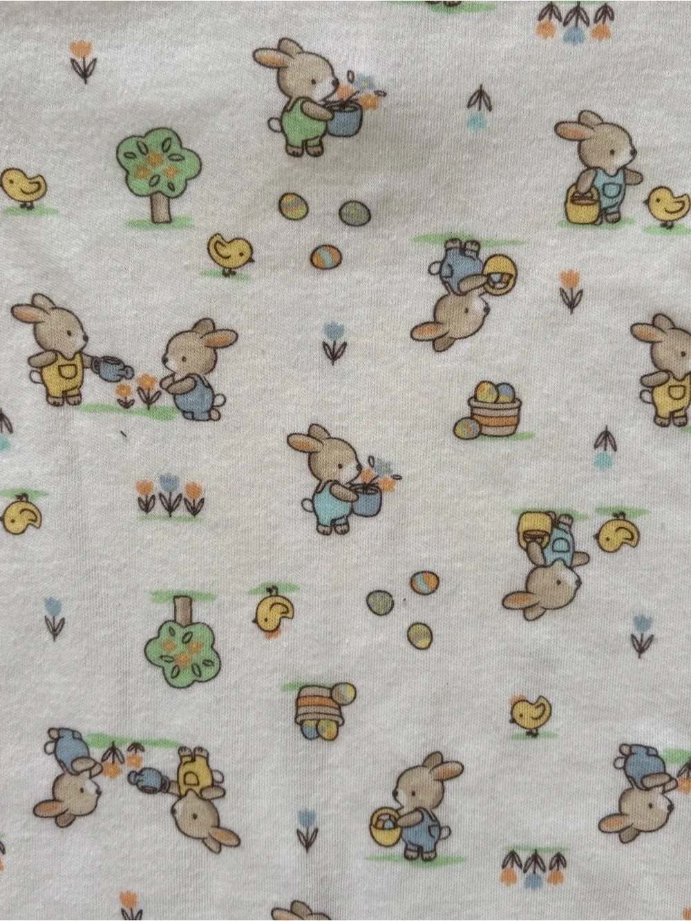 Baby Starters White Bunny Print Footed Sleeper One-Piece Snap 9 Months